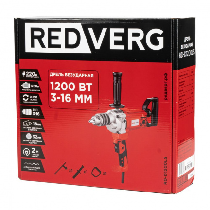 Сетевая дрель REDVERG RD-D1200LS безударная