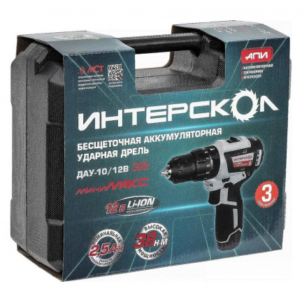 Аккумуляторная дрель-шуруповерт ИНТЕРСКОЛ ДА-10/12В 687.1.2.70