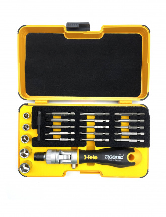 Felo Набор бит SL/PH/PZ/Tx/HEX и головок с поворотной трещоткой Ergonic K в кейсе, 22 шт 06072206