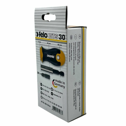 Felo Набор бит SL/PZ/PH/HEX/Tx с рукояткой ERGONIC и битодержателем в кейсе, 30 шт 02073006