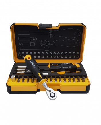 Felo Набор бит SL/Hex/PH/PZ/Torx/SQ/Spanner с трещоткой и отверткой под биты в кейсе, 36 шт 05783606
