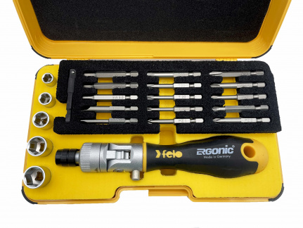 Felo Набор бит SL/PH/PZ/Tx/HEX и головок с поворотной трещоткой Ergonic K в кейсе, 22 шт 06072206